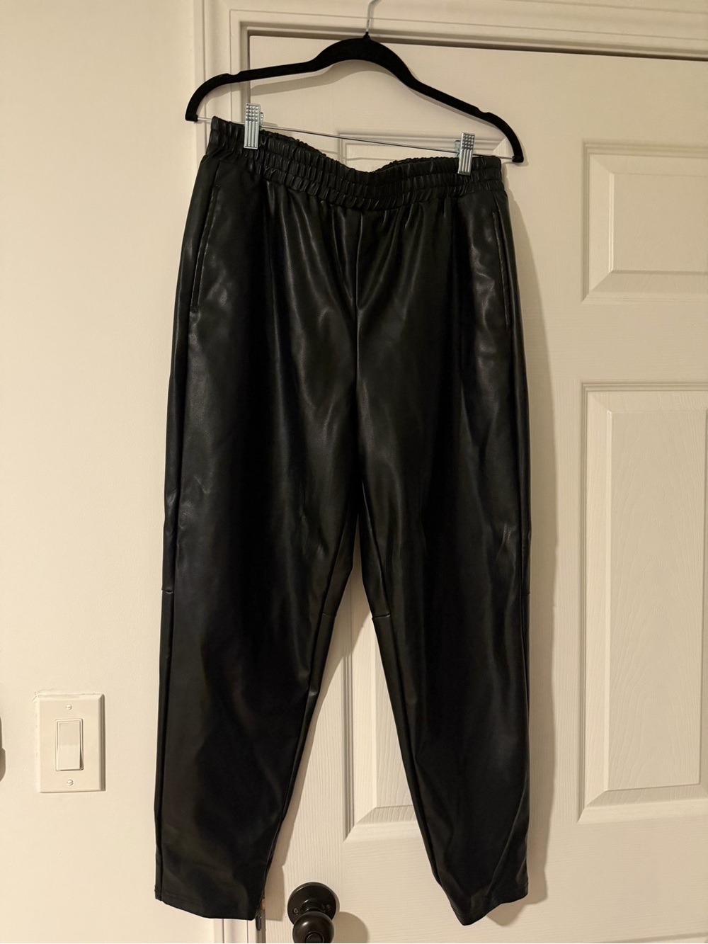 Black Faux Leather Women’s Jogger Pants